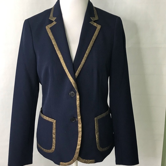 Anne Klein Jackets & Blazers - Anne Klein Women’s Navy Blazer Gold Glitter Trim